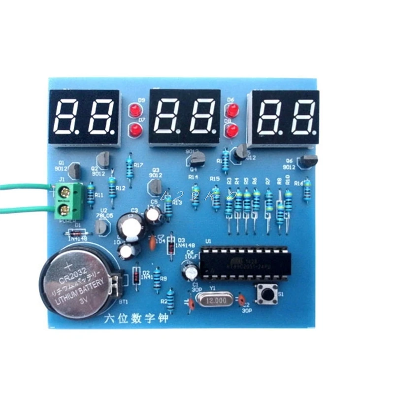 AT89C2051 шесть цифровых светодиодный электронные часы 51 MCU компоненты DIY Электронный