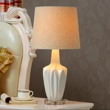 Новые творческие ручной работы в европейском стиле китайские Керамика льняной ткани светодиодный E27 настольная лампа для свадебного декора Гостиная Спальня H 61 см 1731