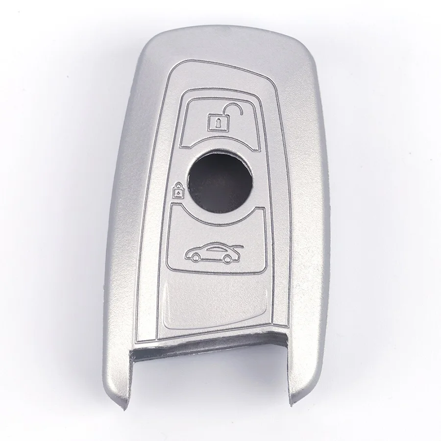 

Metallic silver Car Key Cover Car Silicone Rubber Key Key Bag For BMW 1 3 5 7 Series F30 F31 F34 F10 F11 F07 X1 X3 X4 3 Button