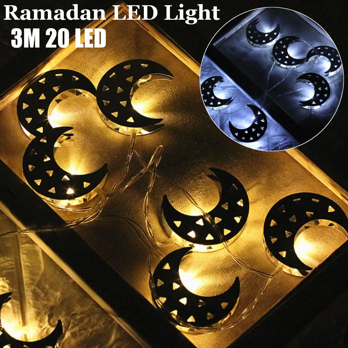 

300cm 20 LED String Light Ramadan Decoration Star Moon Light EID Mubarak Decor Home Islam Muslim Party Hanging Lamp Favor Gift