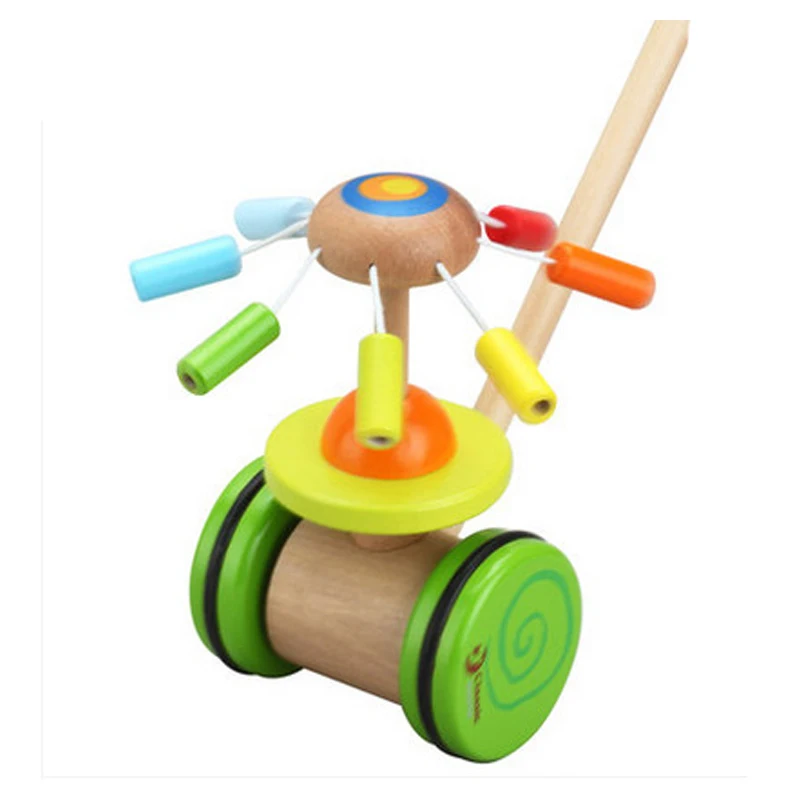 Push rainbow Baby's wooden sports toys Outdoor game Sound & Spinning up