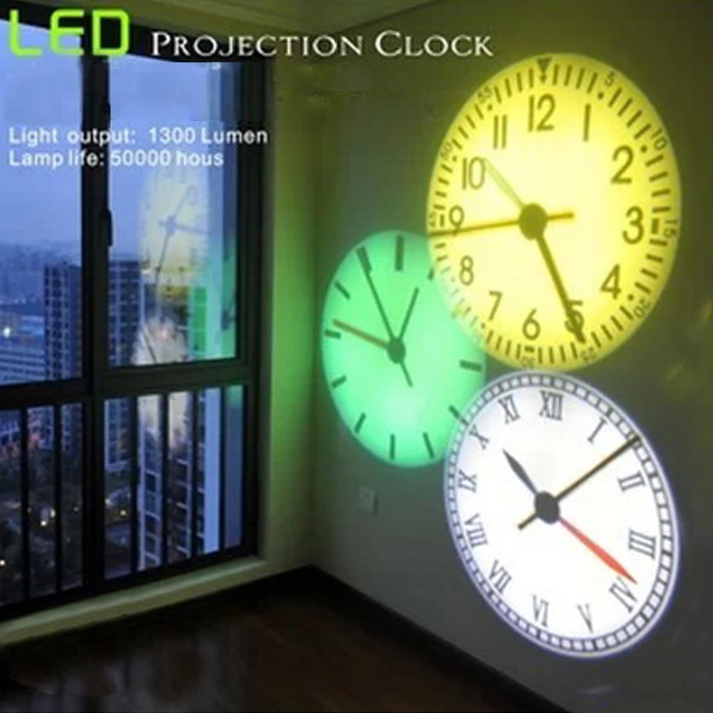 

LED Projection Clock New Creative Luminous LED Digital Clocks Beautiful Pattern Projection Wall Clock with 5 Pieces of Color