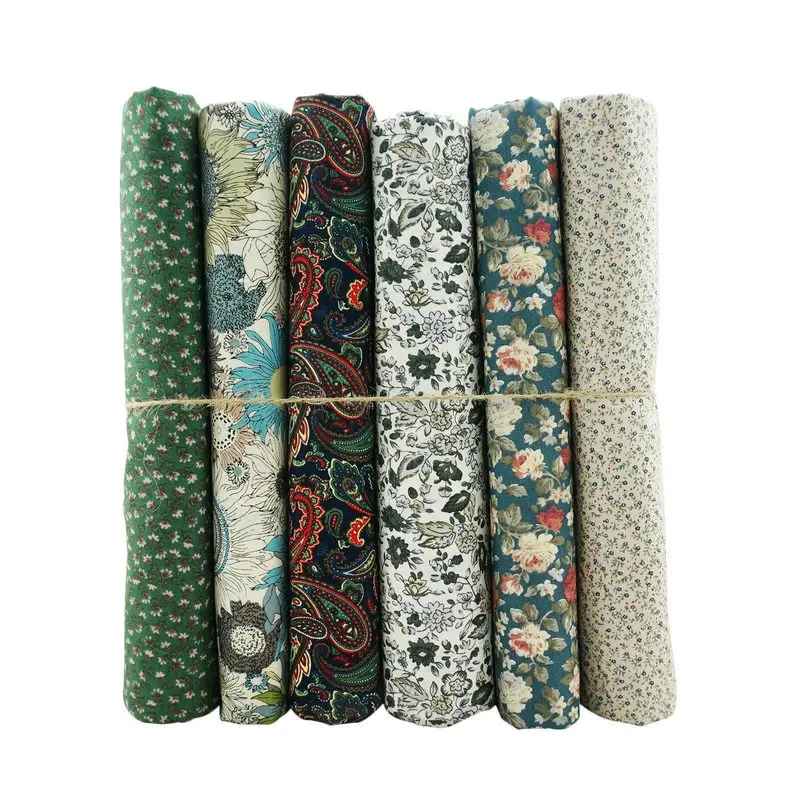 6pcs/lot 45x50cm 100 Cotton Poplin Quilting Fabric Bundle Dark Green, Sewing Diy Patchwork