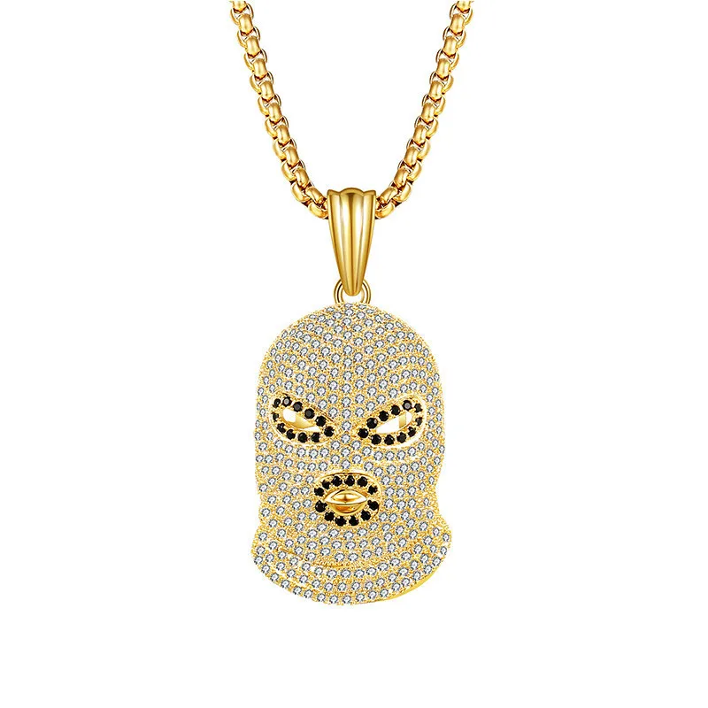 

Iced Out Against Anti-terrorism Headgear Pendant Necklaces With Gold Chain New Arrival Hip Hop Jewelry