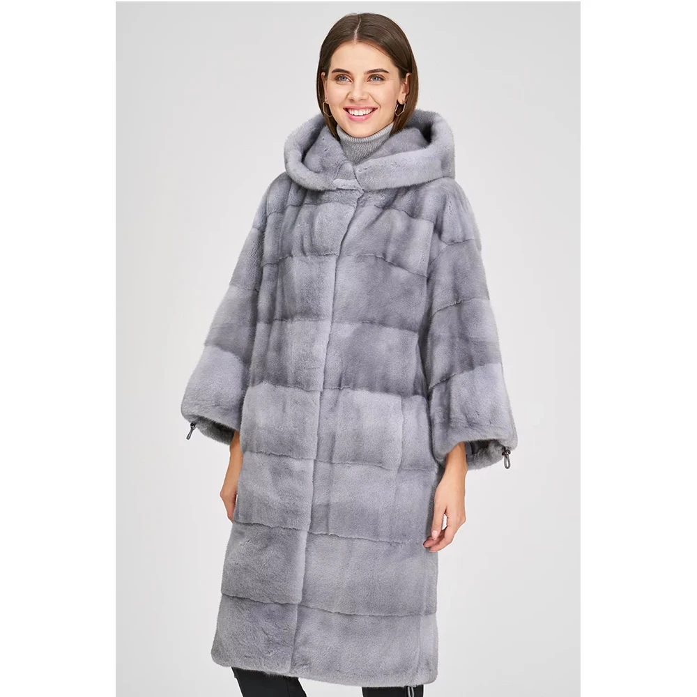 Mode Vison Femmes 2019 Pelt De Pleine Réel Nouvelle Capuchon Les Occasionnel Conception Arrivée Avec Main Pour Manteaux Import Hiver Mince Sapphire Fourrure Chaud Pardessus qww4AYt