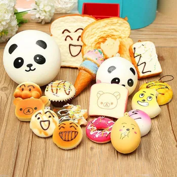 

20Pcs/lot Squeeze Bread Cake Ice Cream Squishy Toy Novelty Mochi Toys Slow Rising Cute Soft Slow Rising Animal Phone Strap Decor