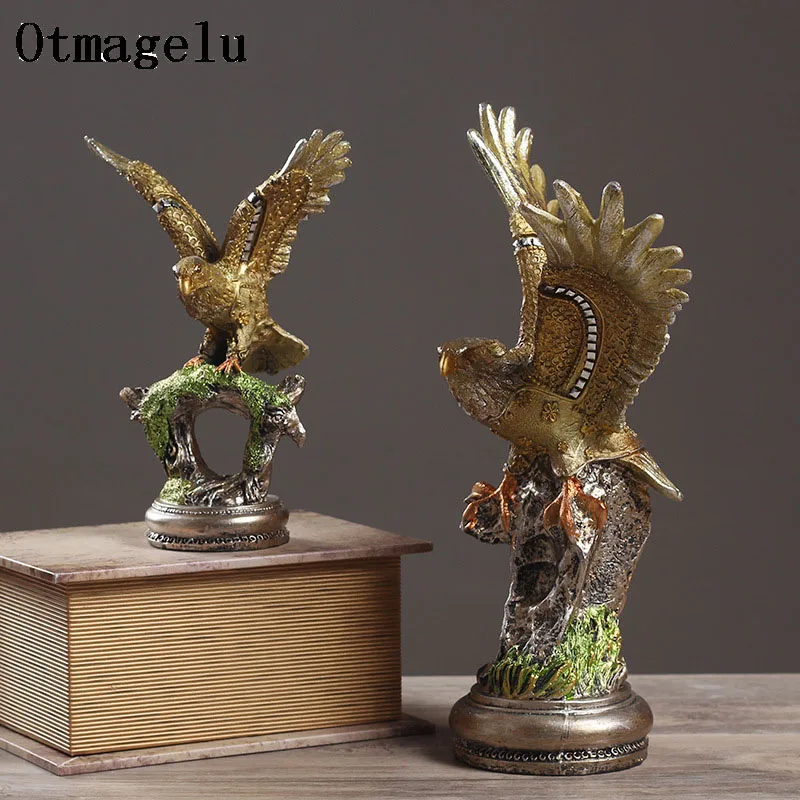 Vintage Resin Eagle Figurines Miniatures Living Room Bird Statue Home