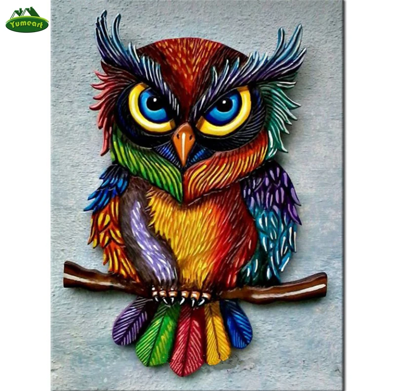 

Needlework Diamond Embroidery Colorful Owl DIY Diamond Painting Cross Stitch Home Decor Handwork Mosaic Hobbies and Crafts