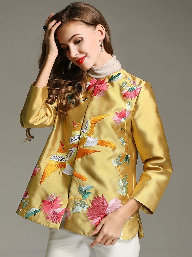 Chinese embroidery round neck new arrival jacket for women in