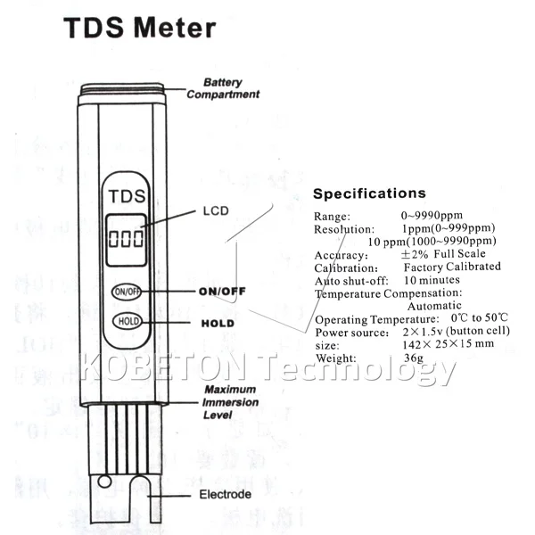 Тестер качества воды инструмент ЖК-цифровой тестер ручки HM 0-9990ppm TDS метр тестер счетчики проводимости аксессуары PPM фильтр чистоты