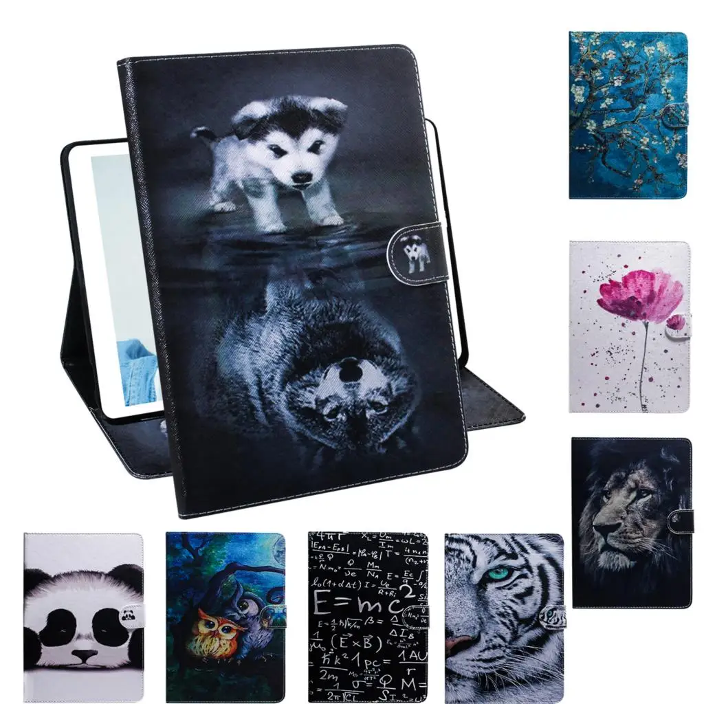 M5 Lite 10 1 Inch Case Panda Lion Tiger PU Leather Cover Stand Case For 