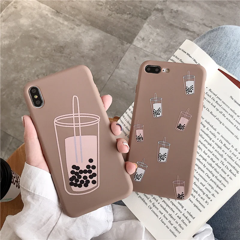 

Matte bubble tea phone case for iphone XS Max 7p soft silicone gel case for iphone 6 6s 7 8 plus cool summer on X XS XR 10 cover