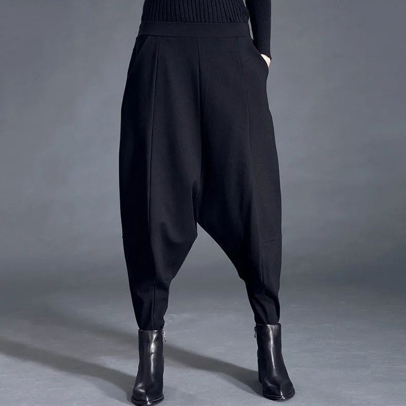 CHICEVER осень зима женские брюки женские эластичные Высокая талия Свободные негабаритных черные брюки Повседневная модная одежда новая - Цвет: Black
