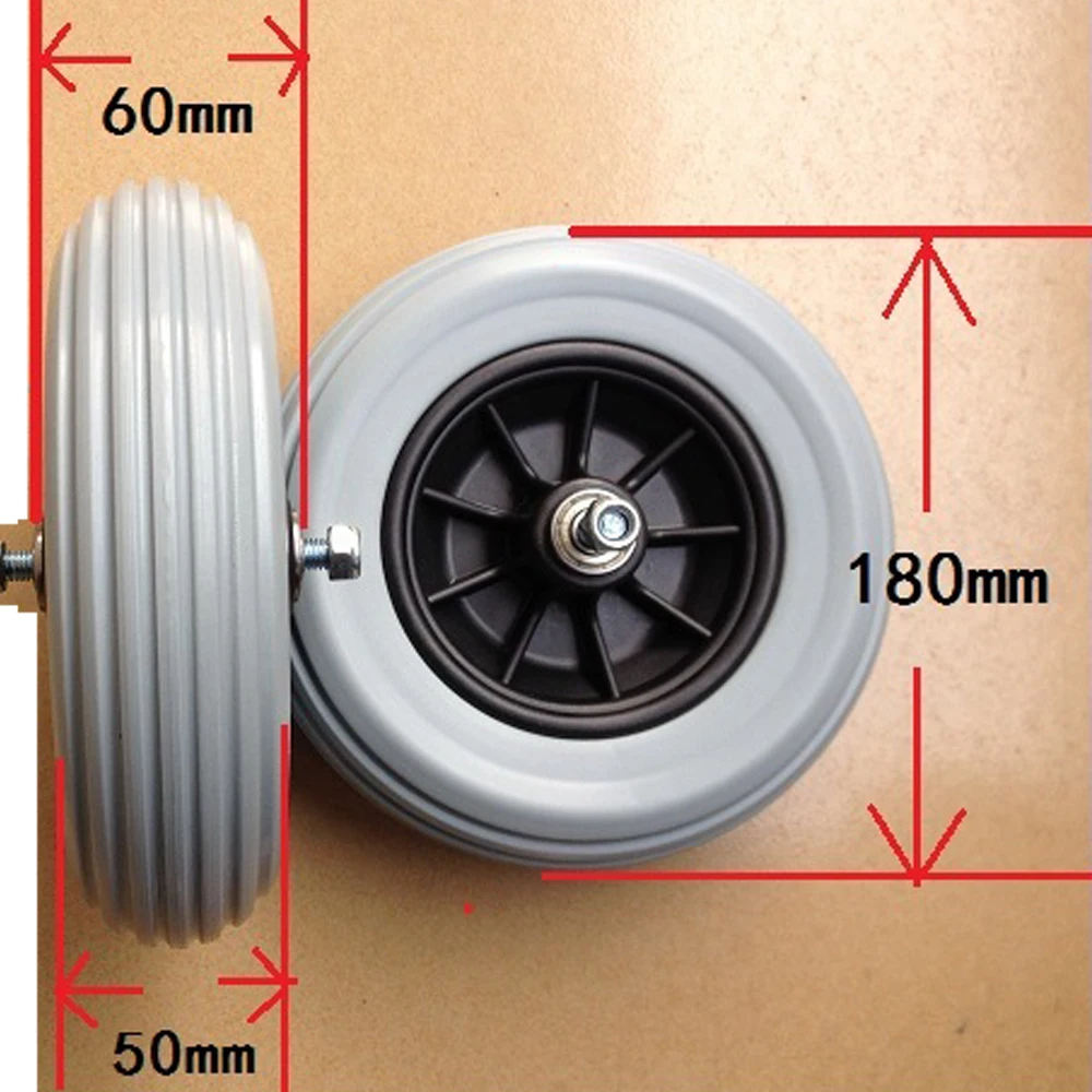 1xPair PU колесо для ручных инвалидных колясок, передние колеса " /7"/" дополнительно с болтом и Подшипником в комплекте