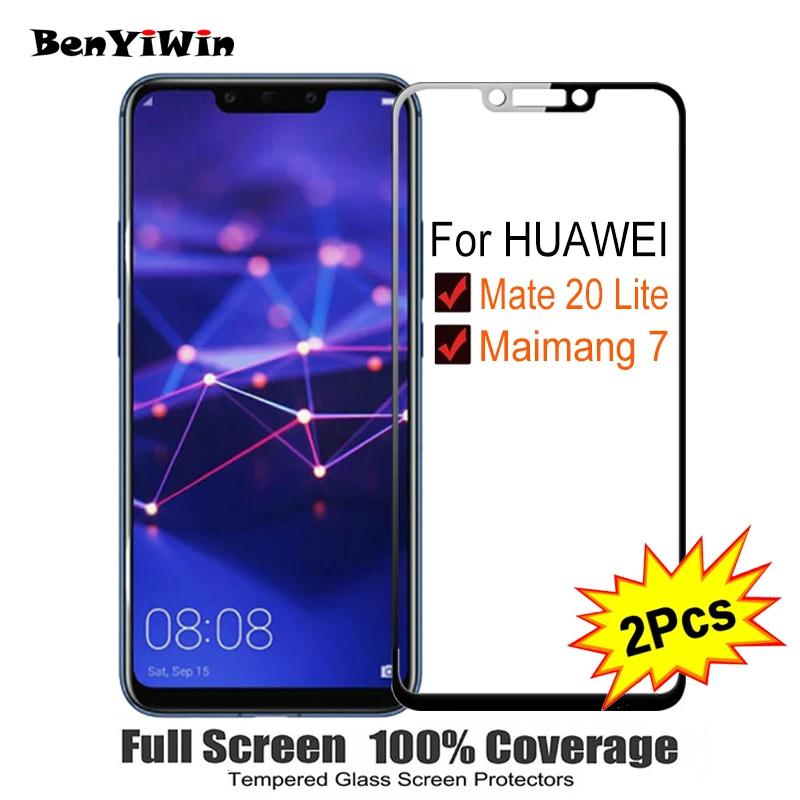 

2PCS Full Cover Screen Protector Tempered Glass For Huawei Mate 20 Lite 6.30" 9H Protective glass For Huawei Maimang 7 Film Case