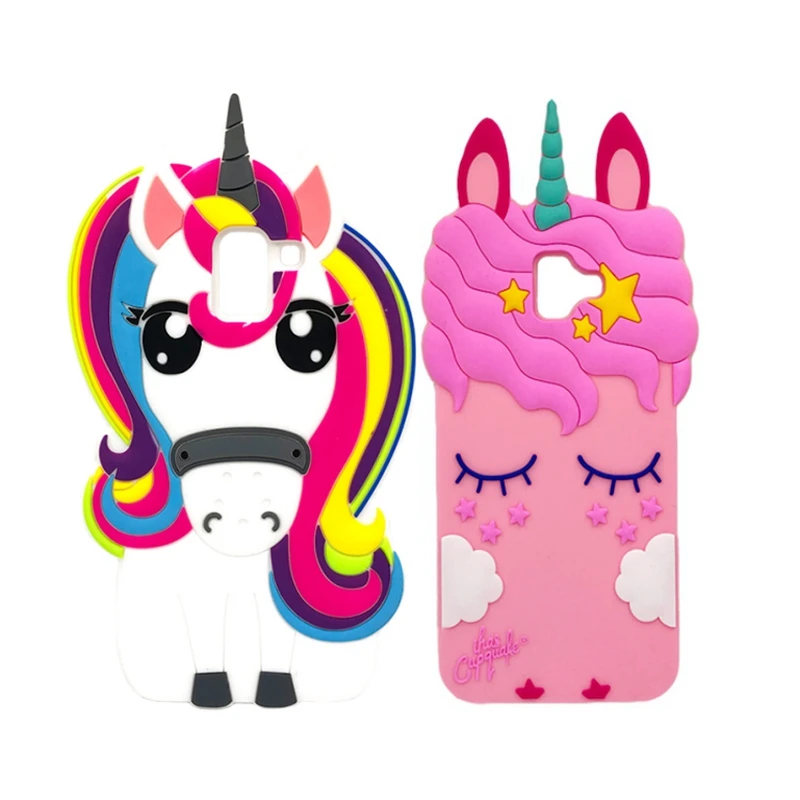 Phone Case For Samsung Galaxy J6 2018 J600 J600F Cover 3D Cartoon Cute Pony Unicorn Pink Horse Soft Silicone Back | Мобильные
