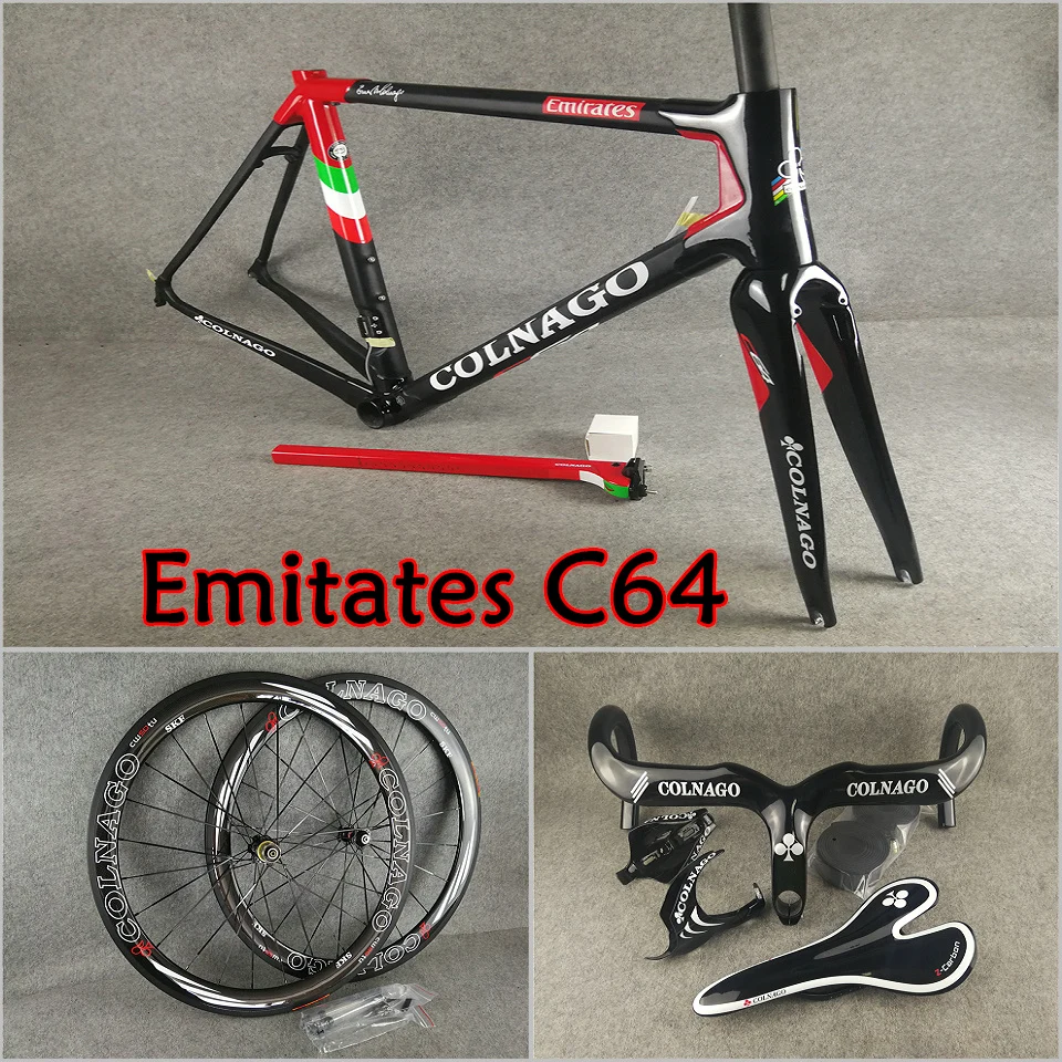 T1100 UD Team Emirates Colnago C64 карбоновая рама+ руль+ седло+ клетки для бутылок+ 50 мм карбоновый комплект колес Novatec A271 ступицы