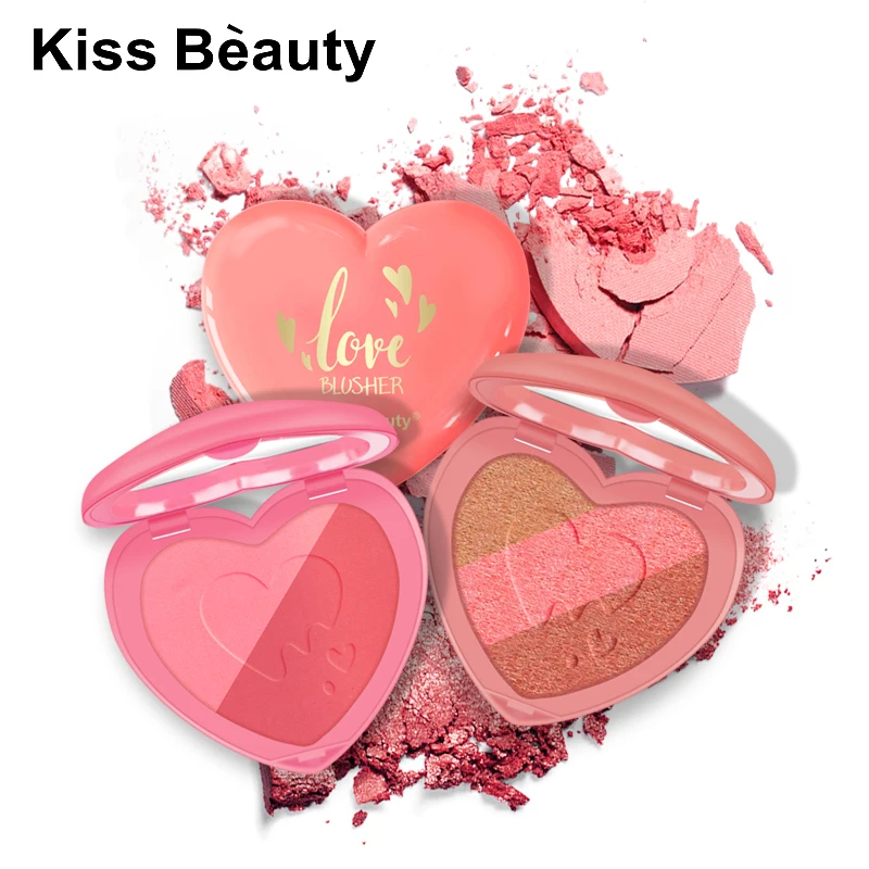 

Matte Two-Color Blusher&Pealescent Three-Color Eyeshadow Palette Shimmer Heart Shape Glitter Eye Makeup Powder Pigment Cosmetic