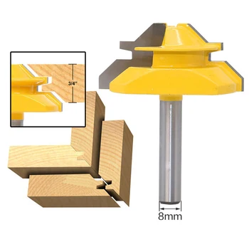 

8mm Shank 45 Degree Lock Miter Router Bit Woodworking Tenon Milling Cutter Tool for Wood