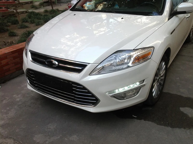 Автомобильный мигающий 1 пара для Ford Mondeo Fusion 2011 2012 2013 светодиодный DRL дневные ходовые огни Светодиодный дневной светильник противотуманный светильник с желтым