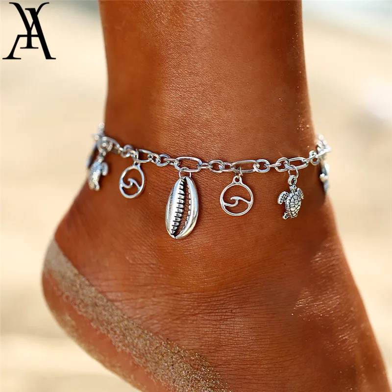 

Vintage Alloy Shell Starfish Cuckold Waves Anklets for Women Handmade Sandal Statement Bracelet on Foot Boho Anklet Jewelry Gift