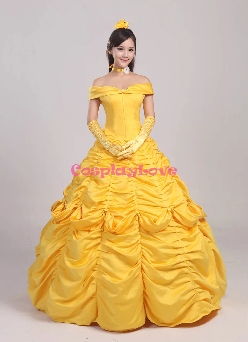 CosplayLove Custom Made Beauty And The Beast Belle Princess Yellow Dress Cosplay Costume For Halloween Christmas Party (8)