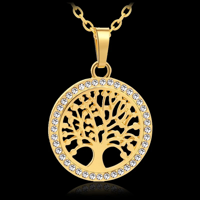 

New Trendy Small Tree Of Life Round Pendant Necklace for Women Gold/Silver color Lucky Jewelry accessories Gift