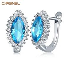CARSINEL модного серебристого цвета серьги в виде колец, с Цвет Фул Овальный Форма AAA серьги с цирконием, ювелирное изделие для Для женщин, ювелирное изделие, подарок ER0272