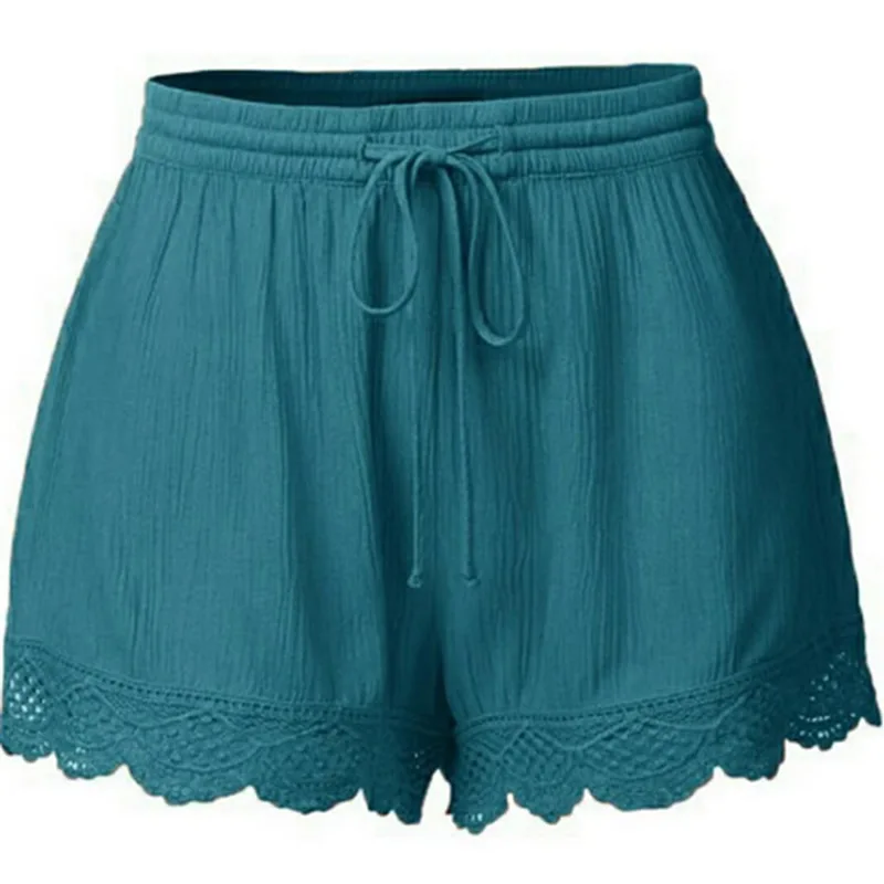 

Women Summer Pure Lace Spliced Short Pants Casual/Fashion Fitness Shorts hot sale Loose for girls Mid Waist Plus size 4XL 5XL