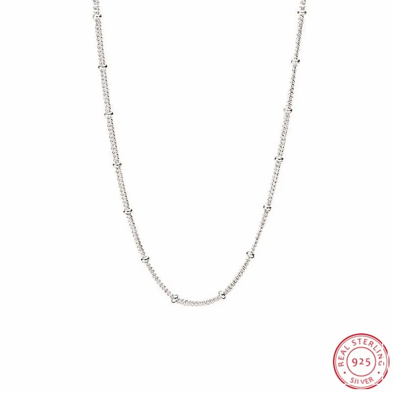 

2018 New Arrival Sliding Clasp 70cm Adjustable Link Chain Delicate Beaded Sautoir Necklaces for Women Silver 925 Jewelry FLN071