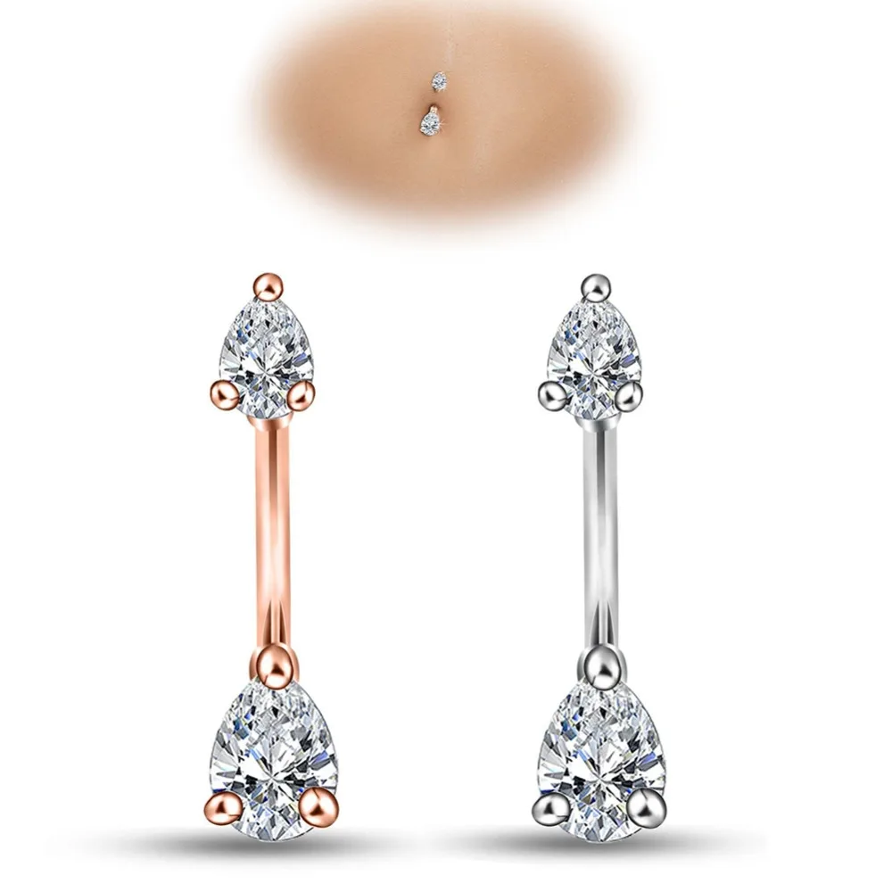 

1pc Fashion Surgical Steel Silver Navel belly button rings Bar Piercing Sexy Body Jewelry for women CZ navel piercing
