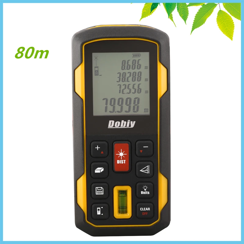 

80m LCD Digital Laser Distance Meter Pythagoras Level Bubble Range Finder Tape Measure Area Volume Distance Tester Tool FT Inch