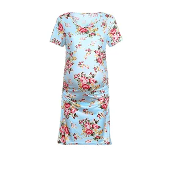 

Pregnant Dress Womens Nursing Pregnancy Dress Floral Printing Maternity Long Dresses Summer V Neck Short Sleeve Long Dresses