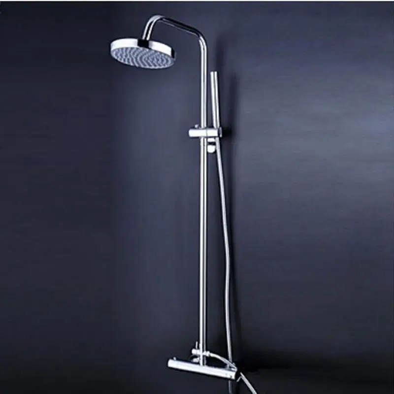 

Wholesale And Retail Promotion Round Style Thermostatic 8" Rain Shower Faucet Set Shower Column W/ Hand Shower