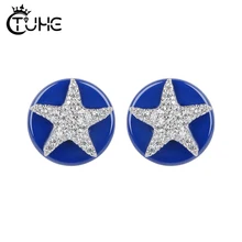 Корейские модные Кристальные серьги, новые ювелирные изделия, цветок, Морская звезда, серьги-гвоздики, AAA кристалл, белый, черный, розовый, Женские Ювелирные изделия