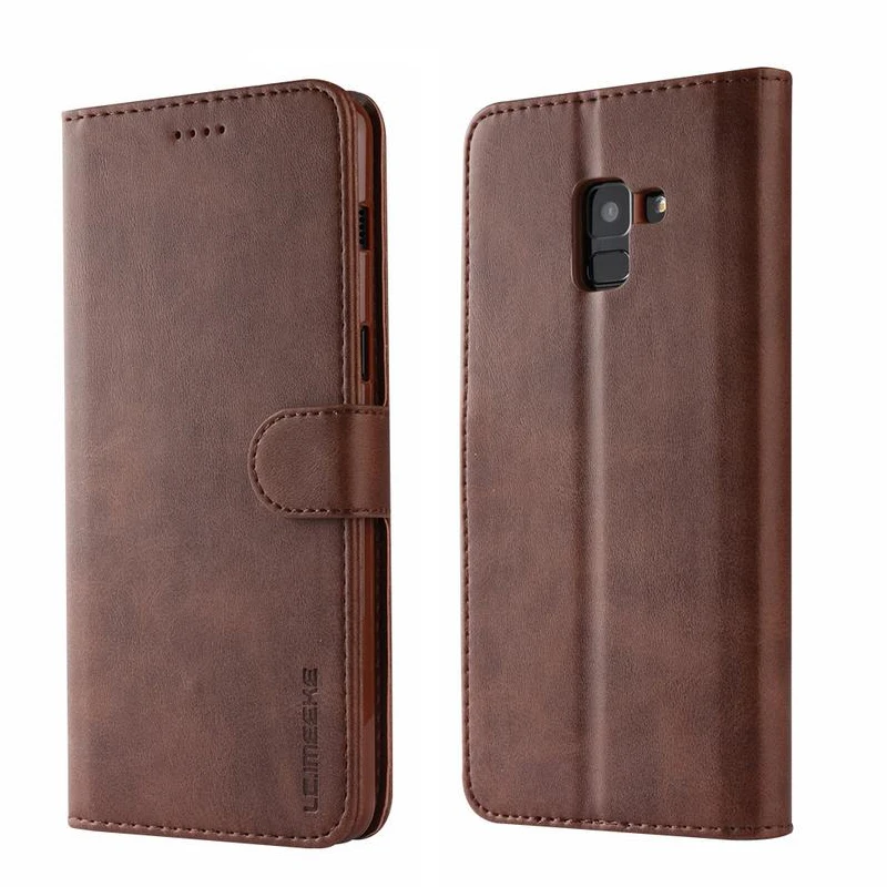 

Leather Case For Samsung A8 2018 Wallet Case Men Luxury Flip Phone Case For Samsung Galaxy A8 Plus 2018 Cover Leather Card Slot