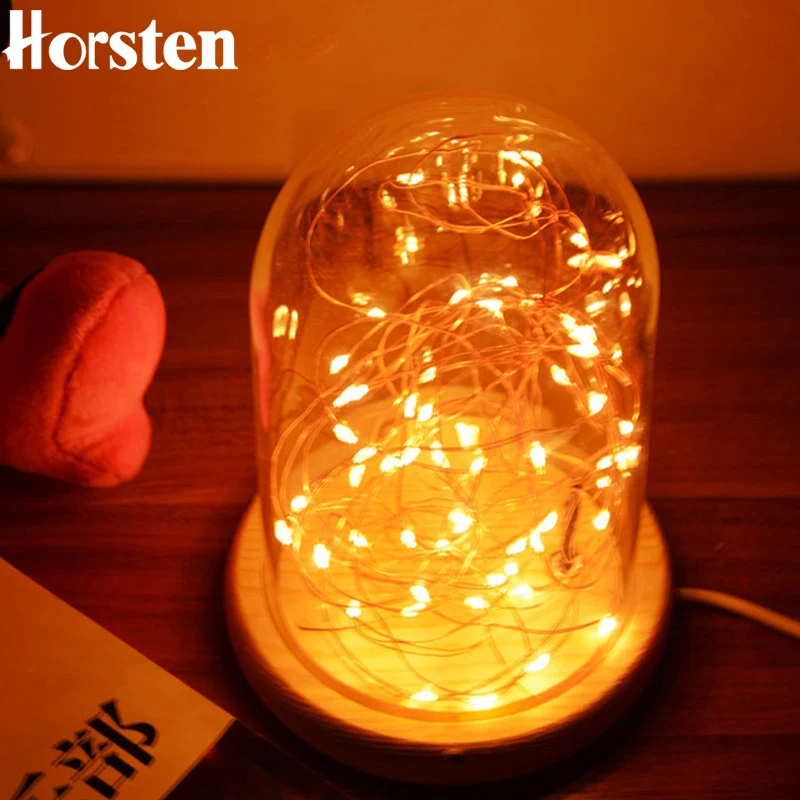

Romantic Led String Night Light Copper Wire Lights USB Power Firework Glass Table Lamp For Kids Bedroom Bedside Lamp Desk Lamp