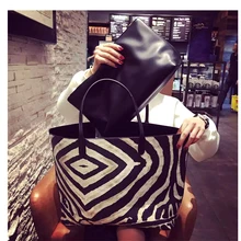 Ins стильная женская большая сумка для отдыха через плечо женская сумка в полоску зебры Большая вместительная сумка из искусственной кожи для девочек