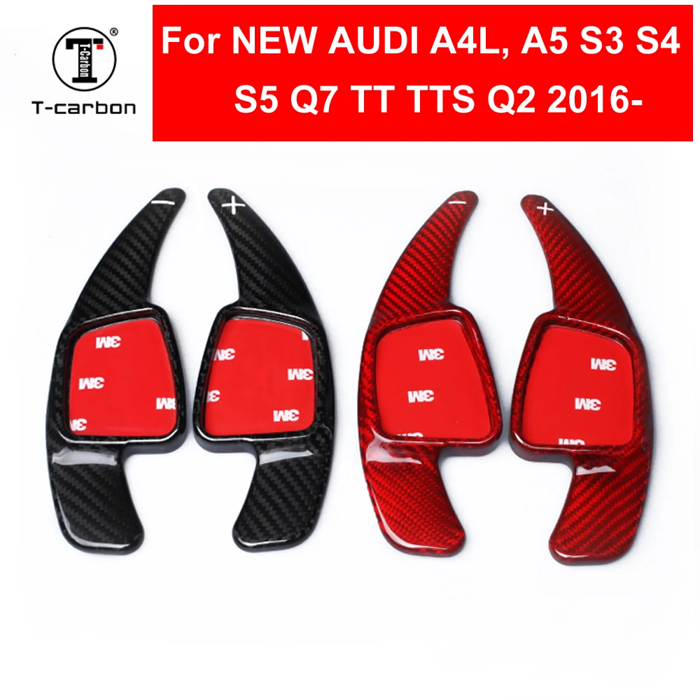 

Car Styling Real Carbon Fiber Steering Wheel Shift Paddle Shifter Extension For New Audi A4L S3 S4 S5 A5 Q7 TT TTS Q2 2016-