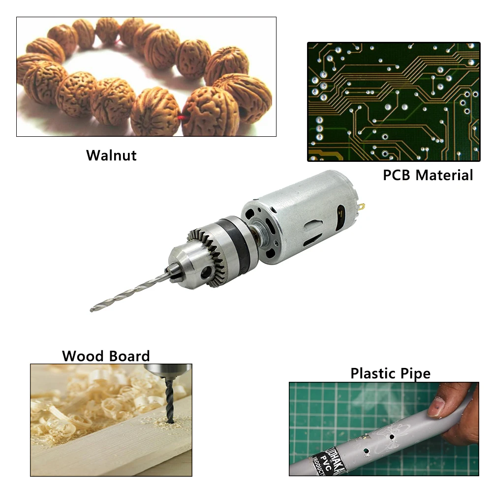 24 В Мини электрическая ручная дрель двигатель постоянного тока B10 0,6-6 мм патрон с спиральными сверлами набор подходит для дерева PCB PVB Пластиковая кольцевая пила электроинструменты
