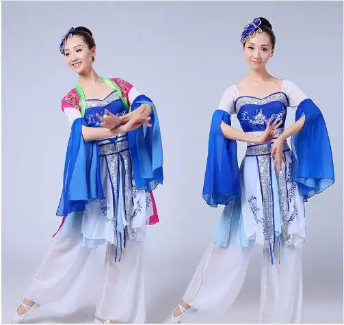 

(0188) Chinese Folk dance costumes sequins Embroidery Hanfu yangko/umbrella/fan classical dance costumes for legend performance