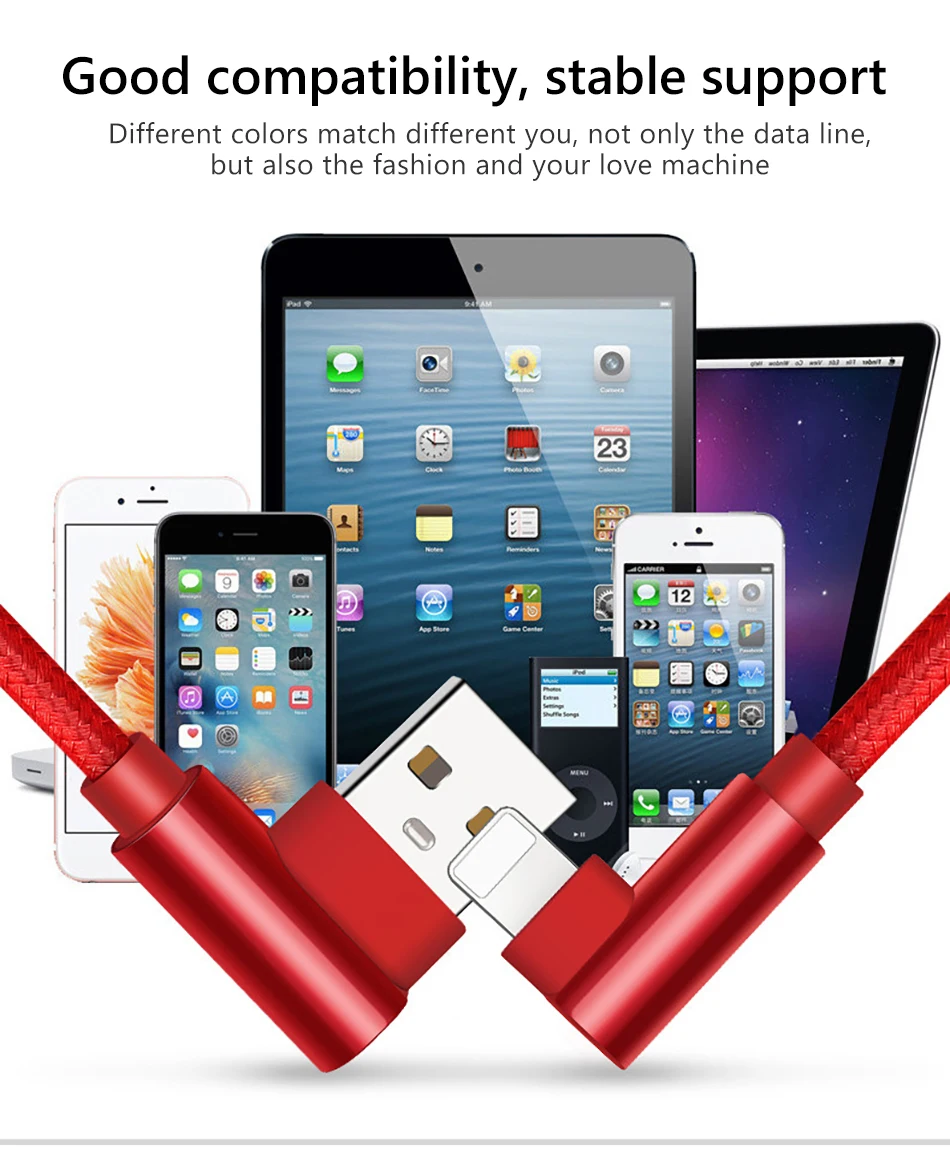 NOHON 90 Degree USB Sync Data Cable Charging Lighting For iphone X 8 7 6 6S 5S Plus 5C 5 SE XS MAX XR Phone Charger Cables 1M 2M (13)