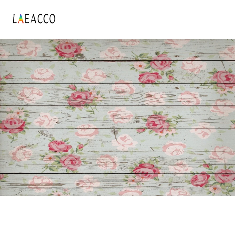 

Laeacco Wood Board Flower Photo Background Birthday Photocall Baby Shower Food Cake Photography Backdrops Fond Photography