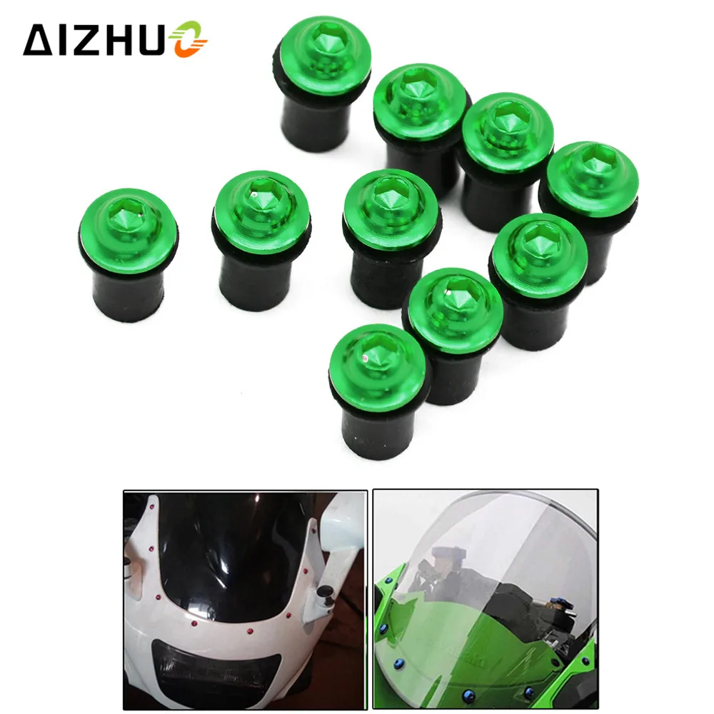 Red Motorcycle Windscreen Windshield Well-Nuts Washers Fairing Mounting Bolts Kit for 2005 Kawasaki Ninja ZX10R ZX1000C