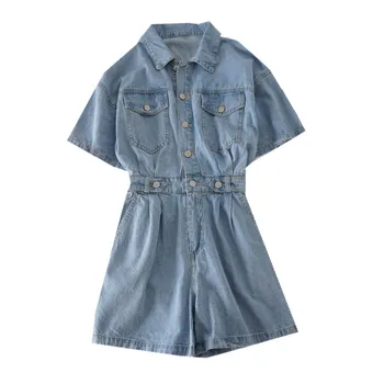 

WSYORE 2019 New Summer Loose Student Jumpsuit High Waist Wide Leg Shorts Casual Ddenim Short Playsuit Women NS1206