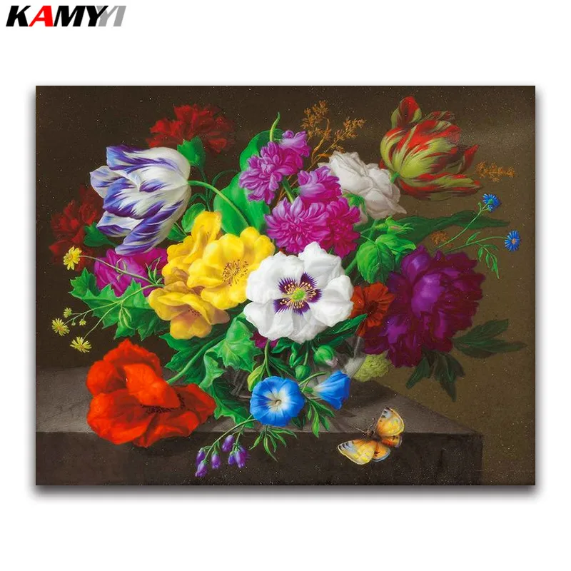 

5D DIY Diamond painting Cross stitch peony flowers Full square Diamond embroidery rose butterfly round Diamond mosaic orchid 11