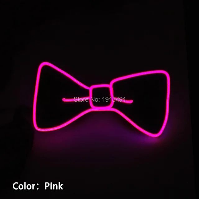 Geluid Controle Knipperend Roze EL Draad Bowtie Vakantie Verlichting ... Geluid Controle Knipperend Roze EL Draad Bowtie Vakantie Verlichting ...