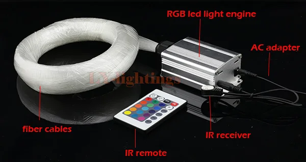 For DIY home decoration optic fiber light kit led light source+ps end glow fibres