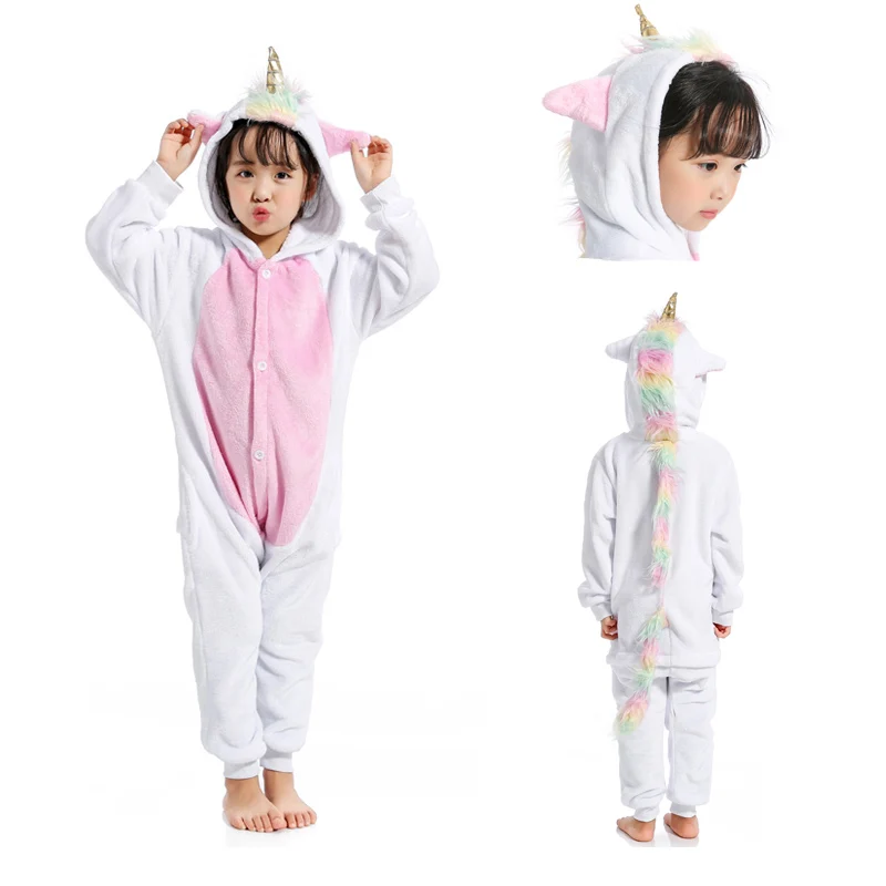 

Kid's Kugurumi Onesie Animal Costume Flannel Soft Whole Pajama One Piece Boy Girl Child gold horse unicorn Winter Sleep Suit