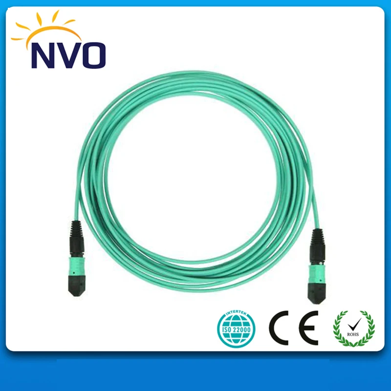 

12cores Multimode MPO Male to MPO Male Patch Cord,OM4,3Meter,B Type,Aqua Color,3.0mm Mini Round LSZH Cable MPO Trunk